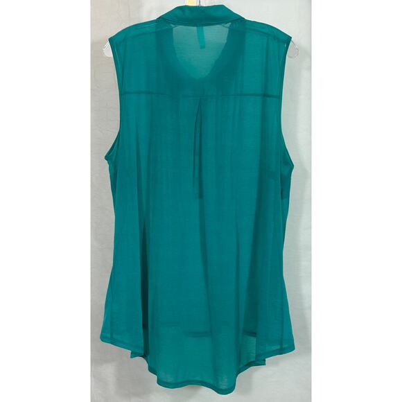 Xhilaration Teal Sleeveless Hi-Low Button Blouse Fits Like Plus Size 2X - Picture 4 of 4